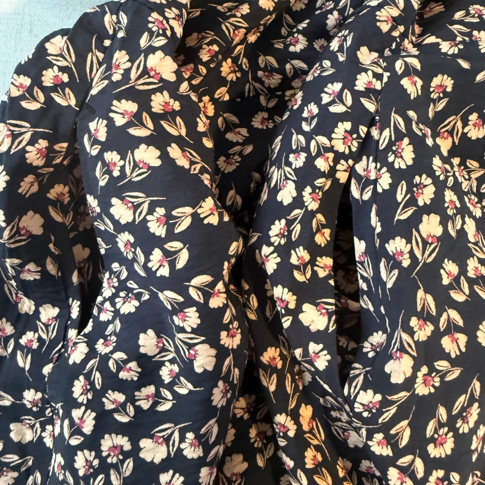 a.n.a Floral Sweetheart Midi Dress Pockets Smocked Balloon Sleeve M Boho Retro - Picture 10 of 16